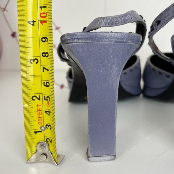 Nine West Injer Leather Slingback Square Toe Block Heels Purple Smoke Size 8.5 M - Picture 9 of 14